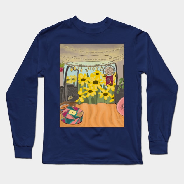 Camper Van Life - Sunflowers Long Sleeve T-Shirt by Ethereal Designs